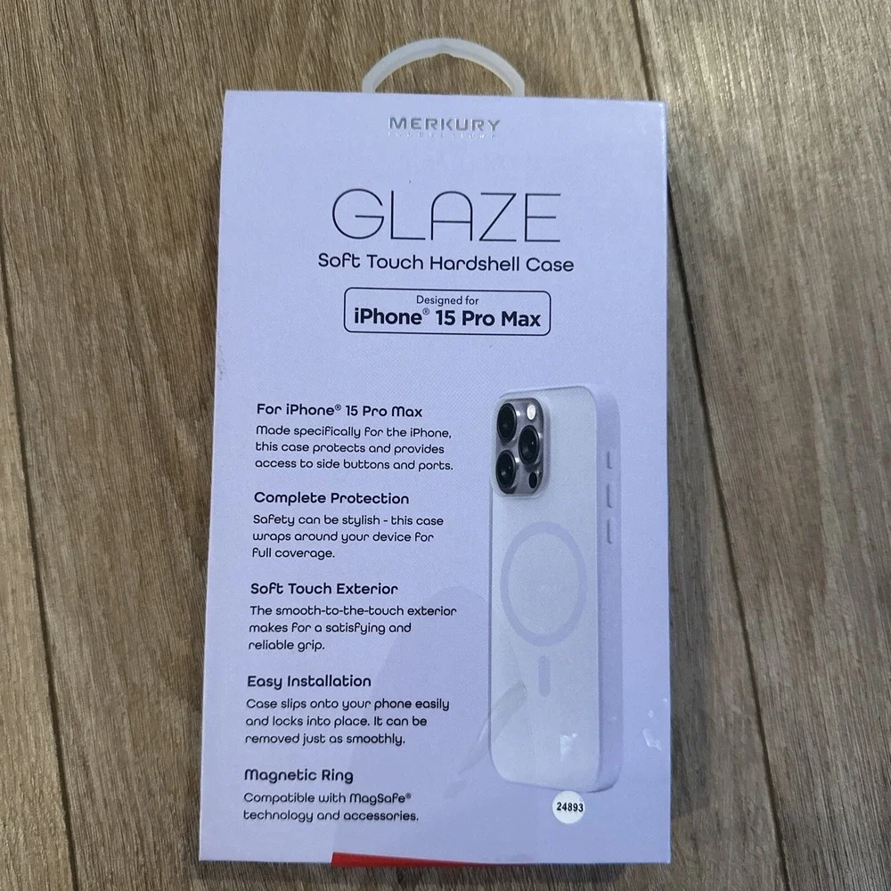 Merkury GLAZE Soft Touch Hardshell Case iPhone 15 Pro Max Light‎ Purple New